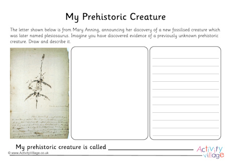 My prehistoric creature worksheet