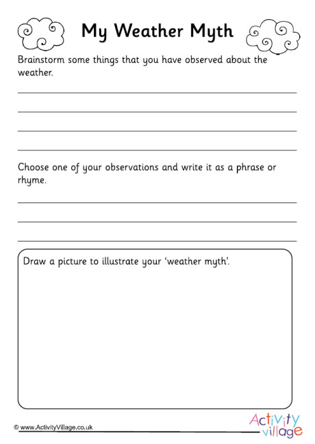 My Weather Myth Worksheet