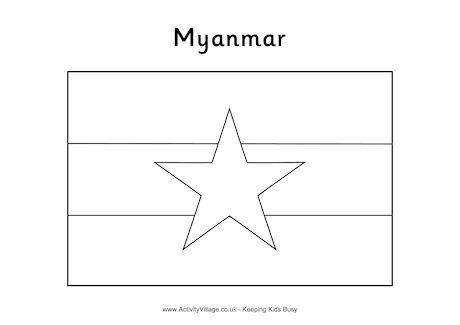 Myanmar Flag Colouring Page