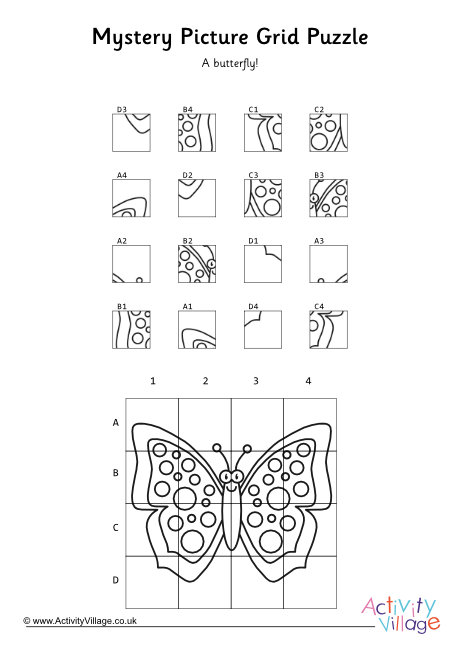 Mystery picture puzzle - butterfly 1 Mystery picture puzzle - butterfly 1