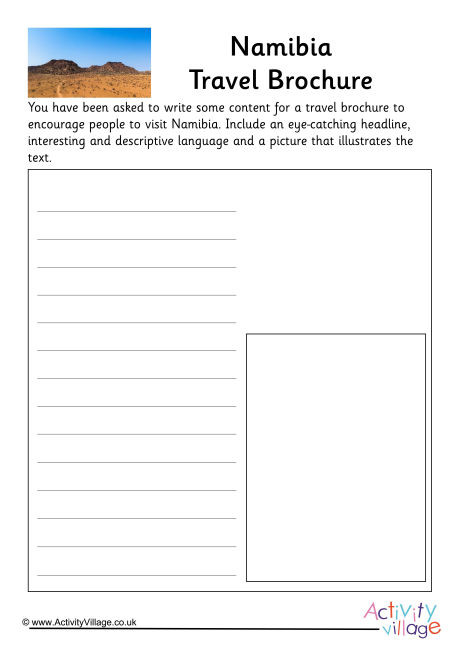 Namibia Travel Brochure Worksheet