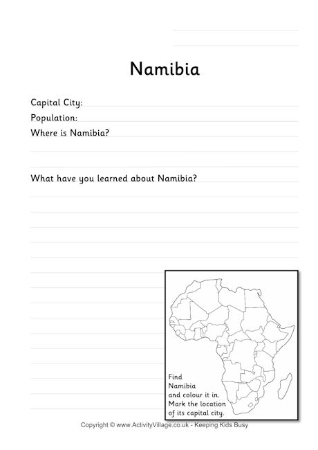 Namibia worksheet
