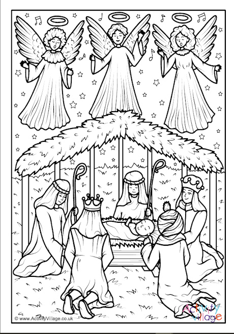 Nativity colouring page