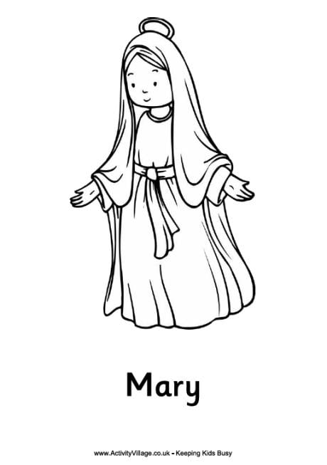 Christmas Nativity Colouring Pages - Mary