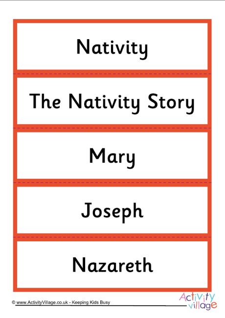 Nativity word cards Nativity word cards