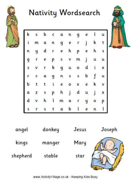 Nativity Word Search Puzzle