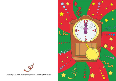 New year clock card