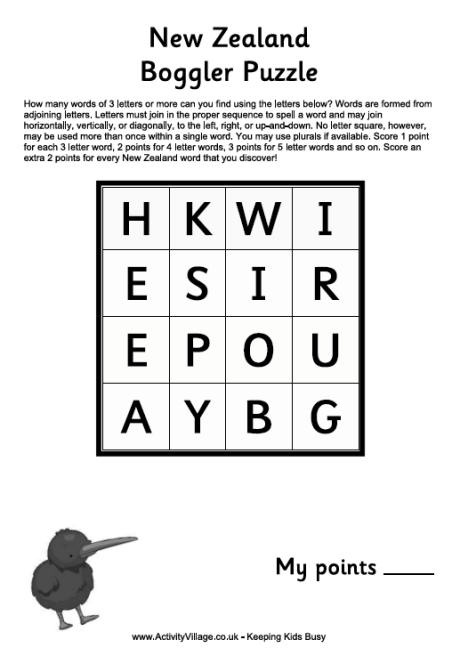 New Zealand boggler puzzle