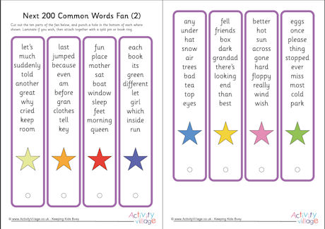 Next 200 common words fan 2