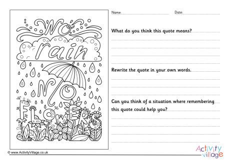 No Rain No Flowers Worksheet