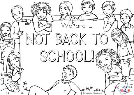 Not back to school colouring page