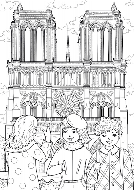 Notre Dame colouring page Notre Dame colouring page