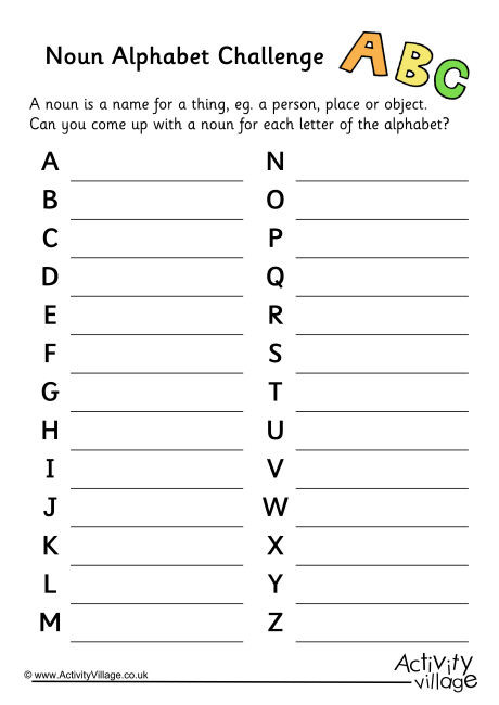 Noun Alphabet Challenge