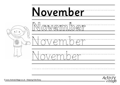 November handwriting worksheet