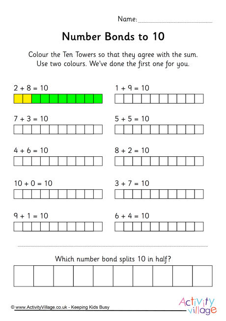 Worksheet Number Bonds To 10