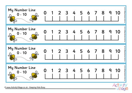 Number line 0-10 - bees