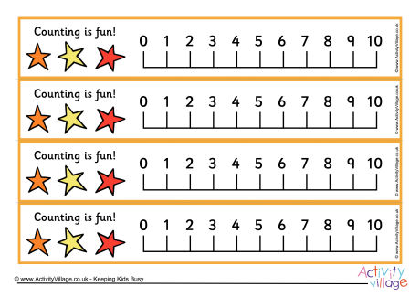 Number line 0-10 - stars