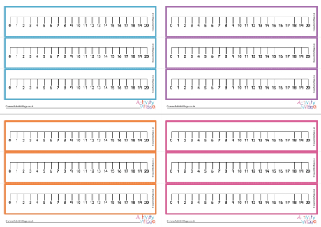 Number lines to 20 - bordered - numbers below