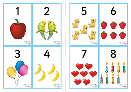 number picture flash cards small