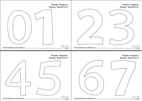 Number templates 0 to 9 quirky small
