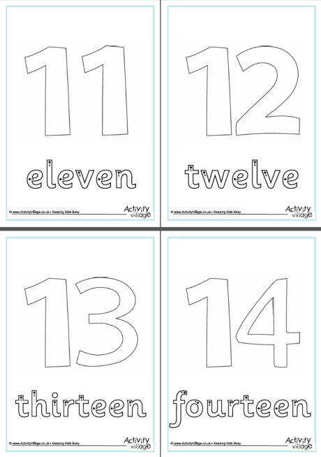 Number word finger tracing worksheets 11 to 20
