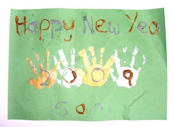 Happy New Year Handprint Poster