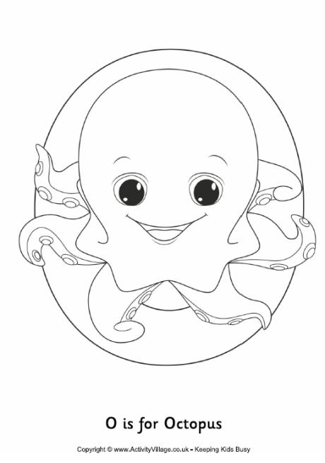 O is for octopus colouring page