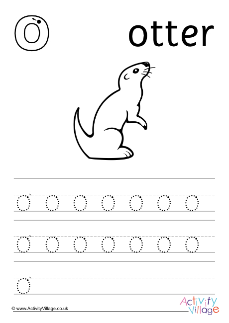 O is for otter handwriting worksheet