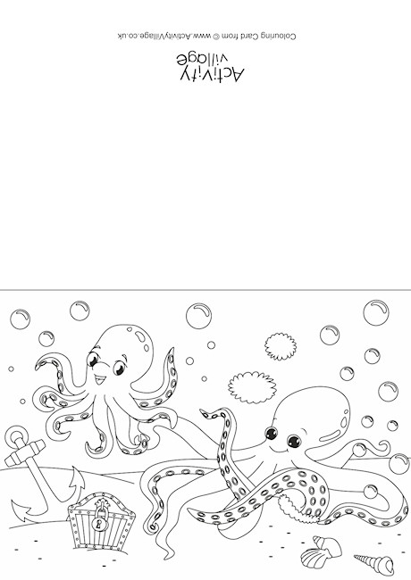 Octopus Scene Colouring Card