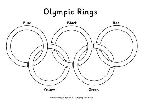 Olympic Rings Colouring Page with Labels