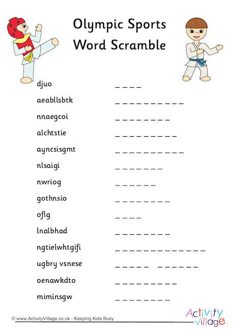 Olympic Sports Word Scramble 1