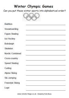 Olympic Worksheets