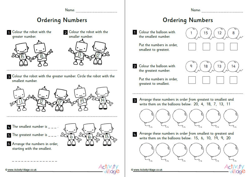 ordering-numbers-11-to-20-worksheets-set-2