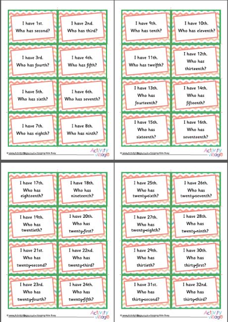 Ordinal numbers - Around the World cards