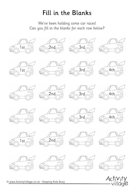 Ordinal numbers gap worksheet 2