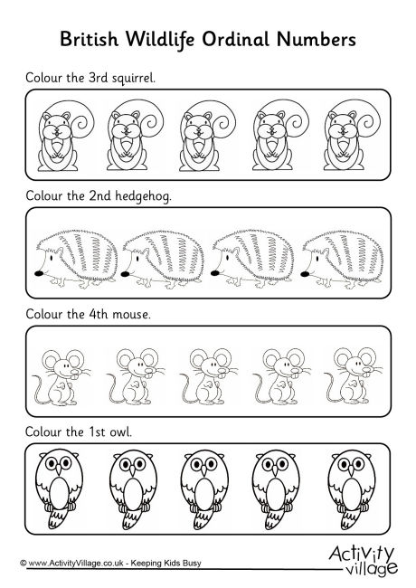 British wildlife ordinal numbers worksheet 1
