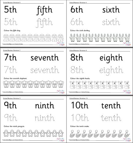 Ordinal Numbers Worksheets 1-10