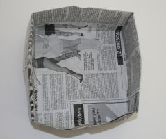 origami garbage bin from newspaper
