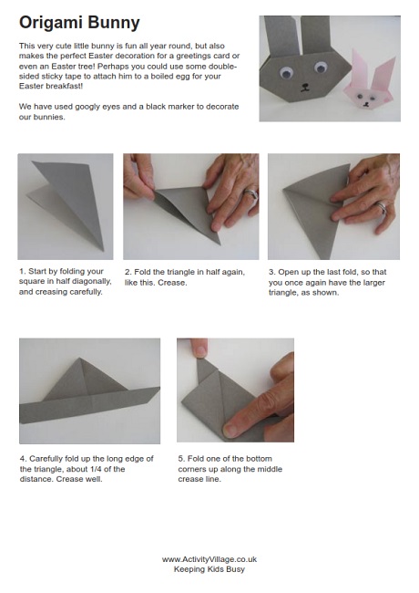 Origami bunny instructions