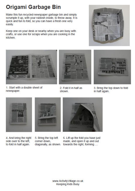 Origami garbage bin instructions Origami garbage bin instructions