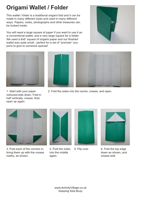 Origami wallet instructions Origami wallet instructions