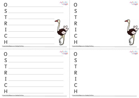 Ostrich Acrostic Poem Printable