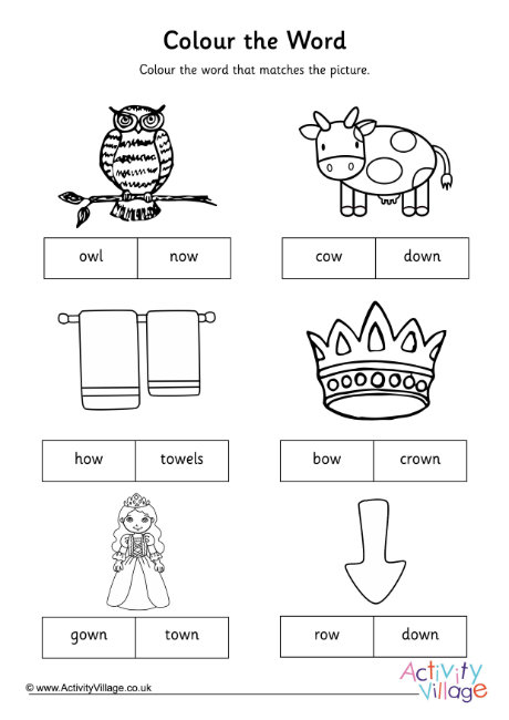 Ow Digraph Colour The Word