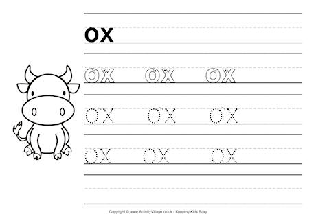 Ox handwriting worksheet