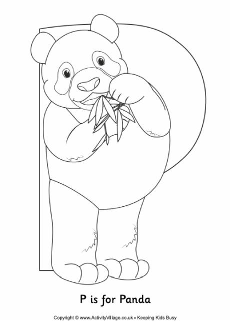P is for panda colouring page