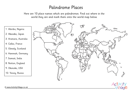 Palindrome places