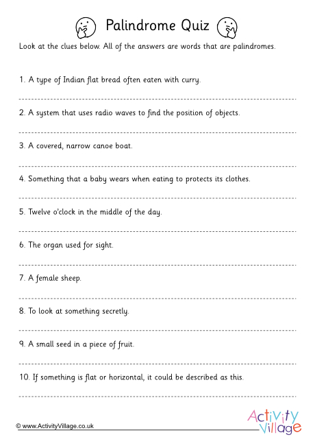 Palindrome quiz
