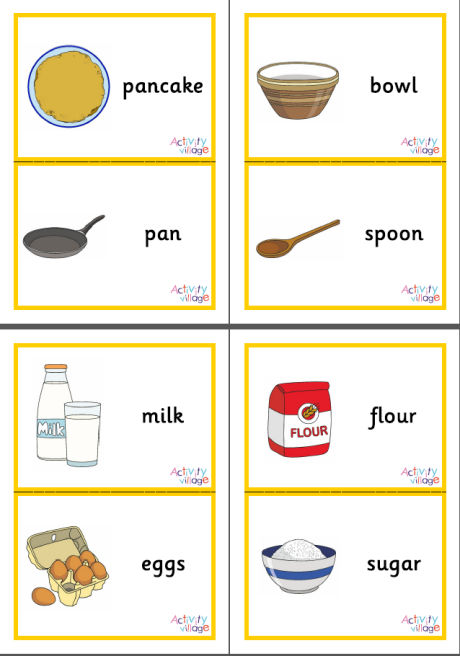 Pancake Day Flash Cards - Large