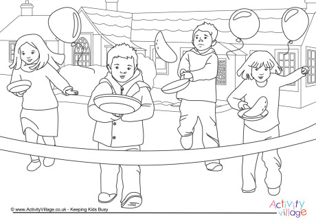 Pancake Day race colouring page