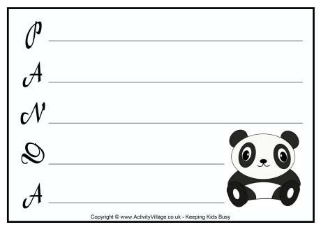 Panda acrostic poem printables